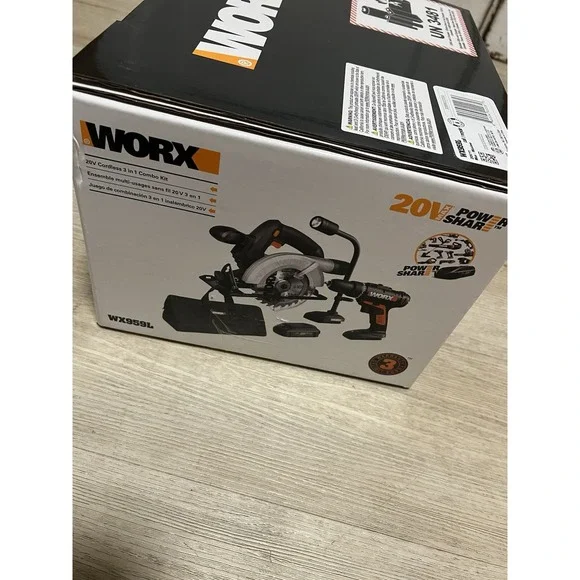 Worx 20V Combo Kit with Drill, Circular Saw and Flex Light, Model# WX959L